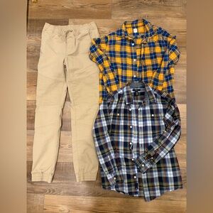 GAP Bundle Boys Plaid Button-Down Shirts - Yellow & Blue Plaids xl/xxl